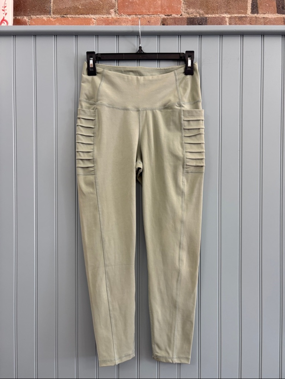 Laundry By Shelli Segal Olive Green Side-Ruched High-Waist Leggings